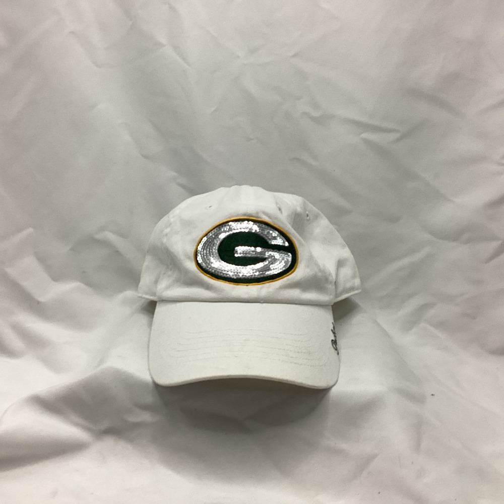 Green Bay Packers 47 Brand Womens White Sequin Logo Adjustable Hat NFL Baseball